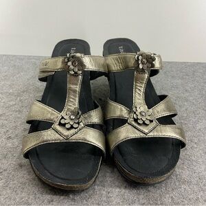 Taos Bronze Champagne Leather Wedge Sandals Women’s Size 10